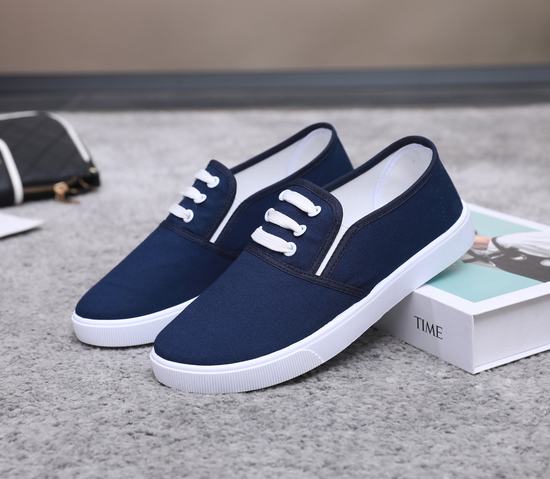 Comfortable slip-on canvas shoes for women with a flat sole, breathable upper, and versatile style, perfect for casual outings.








