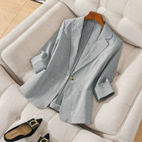 Solid color pocket small suit jacket women's button up top Hot Deal Warehouse