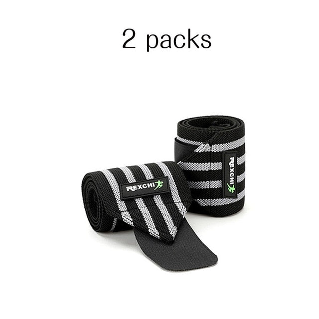 "REXCHI gym fitness wrist wraps, designed for added wrist support during weightlifting and strength training, featuring durable fabric and adjustable straps."