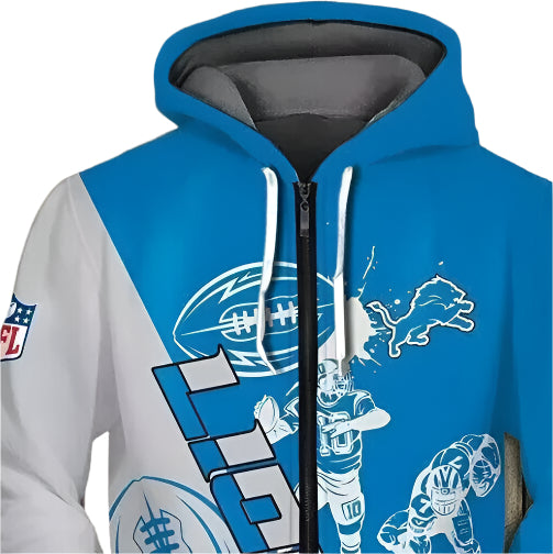 Matching couple wearing zipper hoodies and smiling, dressed in cozy sweatshirt jackets.

