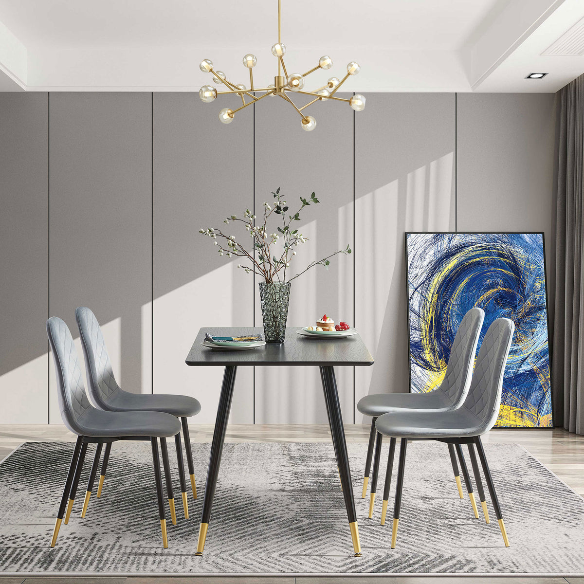 “Black modern kitchen dining table – sleek, contemporary table for stylish dining spaces and everyday family meals – Hot Deal Warehouse furniture”

