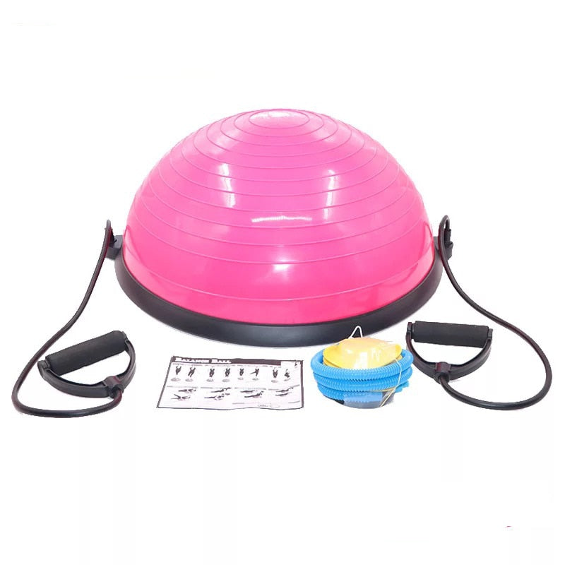 "High-quality yoga balance half ball with a textured surface for improved grip and stability. The half ball is designed for balance training, strengthening exercises, and enhancing flexibility, suitable for both beginners and advanced fitness levels."
