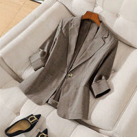 Solid color pocket small suit jacket women's button up top Hot Deal Warehouse