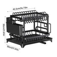 2-Tier Large Capacity Dish Drying Rack, Rustproof Carbon Steel Kitchen Sink Drainer with Cutting Board & Utensil Holder Hot Deal Warehouse