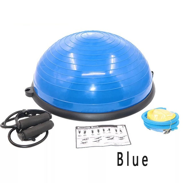 "High-quality yoga balance half ball with a textured surface for improved grip and stability. The half ball is designed for balance training, strengthening exercises, and enhancing flexibility, suitable for both beginners and advanced fitness levels."