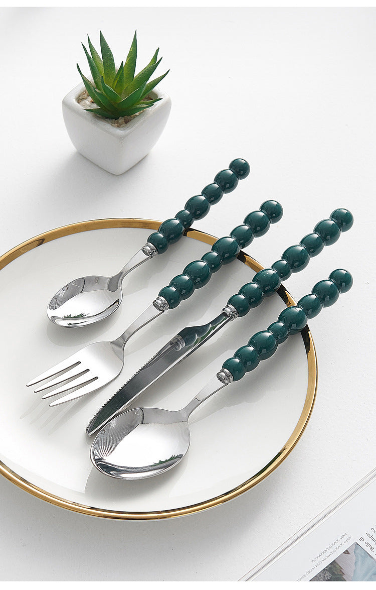 Set of 4 Stainless Steel Pearl Cutlery Set