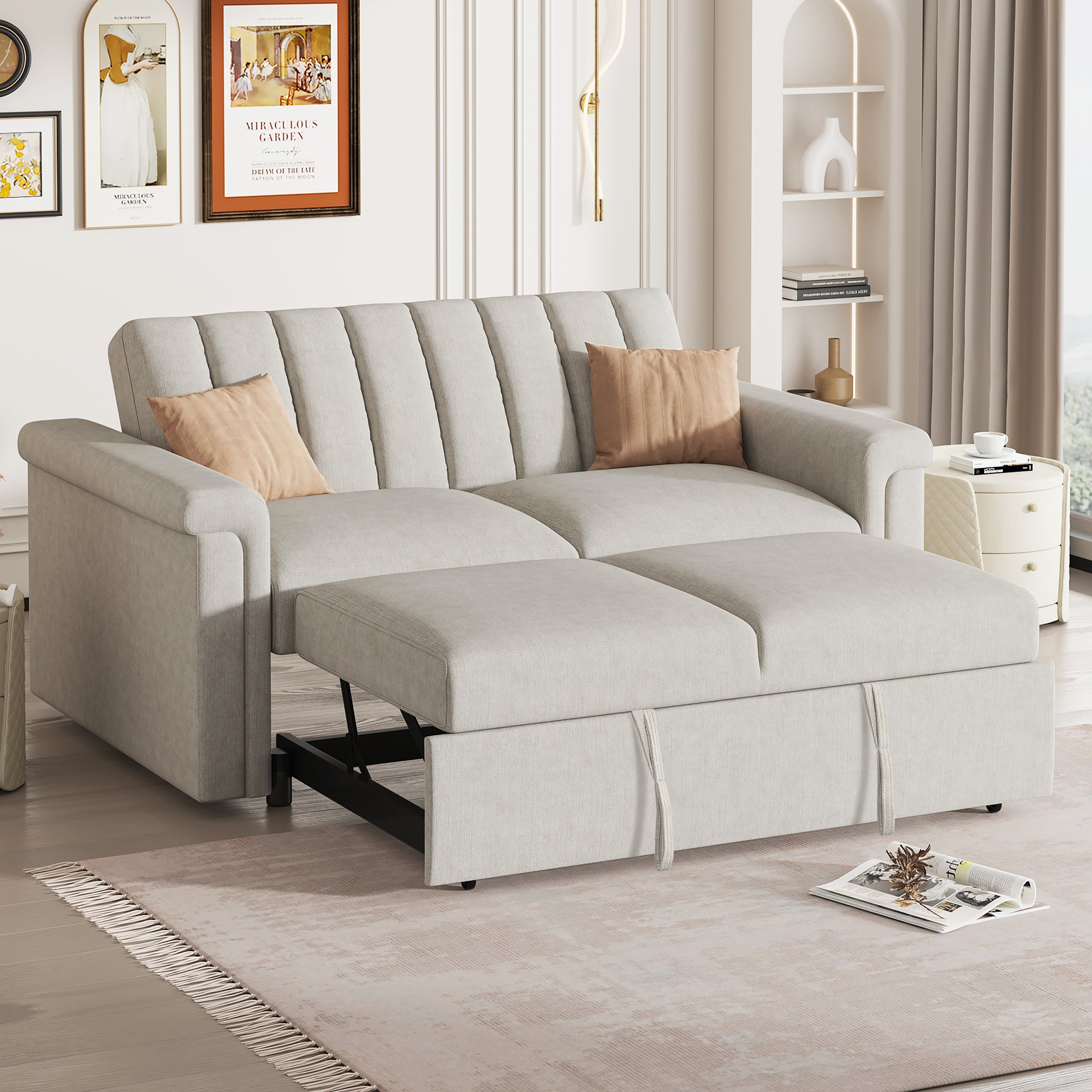 U Style Convertible Sofa With Pull Out Bed