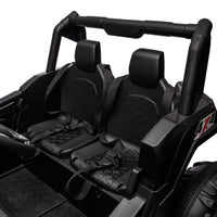 Side by side 4x4 ride-on truck for kids, featuring a durable design with working headlights, adjustable seat, and forward/reverse motion. Equipped with realistic off-road tires and easy-to-use controls, this electric truck provides an exciting outdoor adventure for children ages 3-7