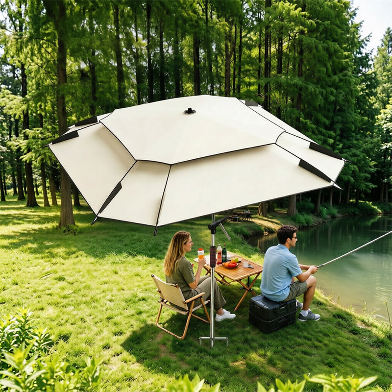 2.0-2.6m Octagonal Fishing Umbrella Portable Beach Sun Shade Camping Parasol UV Waterproof with Carry Bag Hot Deal Warehouse
