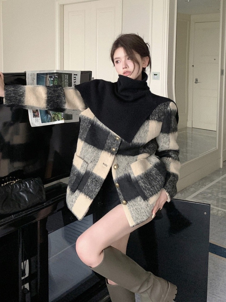 “Adorn Spliced Woolen Coat – women’s stylish wool-blend coat with modern spliced design for warmth and elegance – Hot Deal Warehouse fashion”


