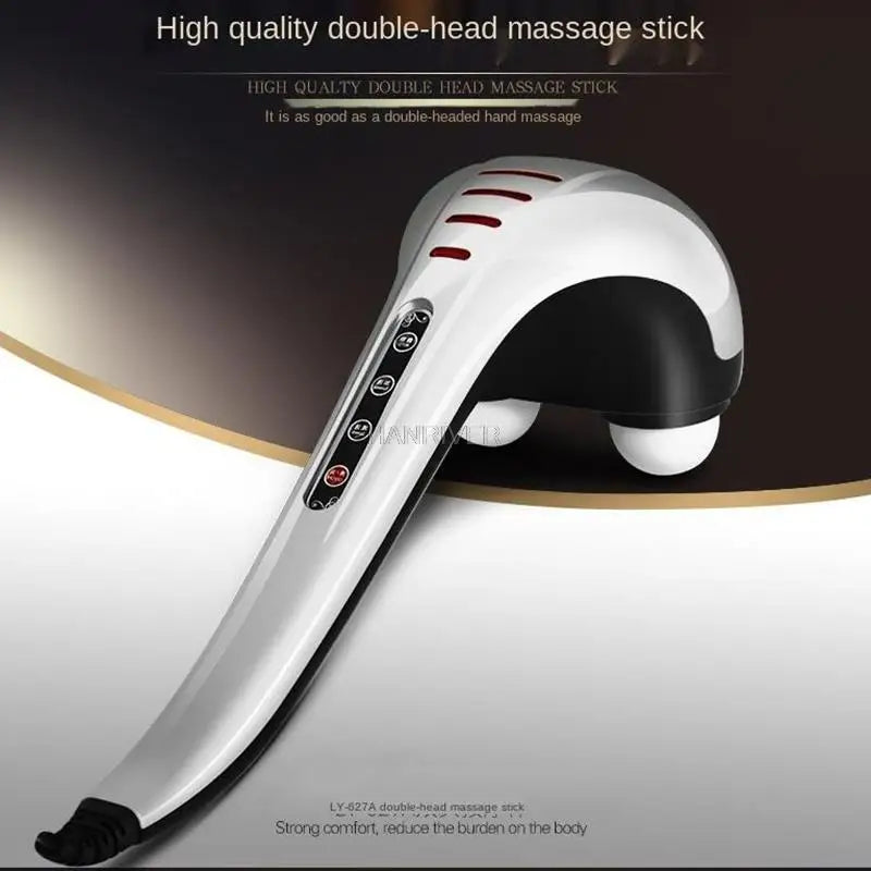 Handheld meridian massage hammer for neck and back pain relief – electric tapping stick massager.








