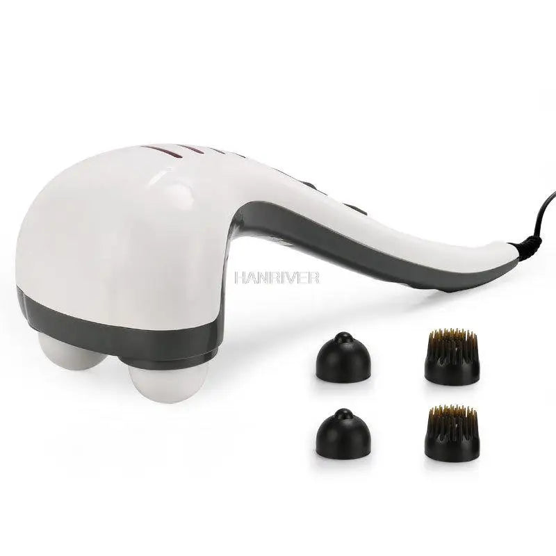 Handheld meridian massage hammer for neck and back pain relief – electric tapping stick massager.








