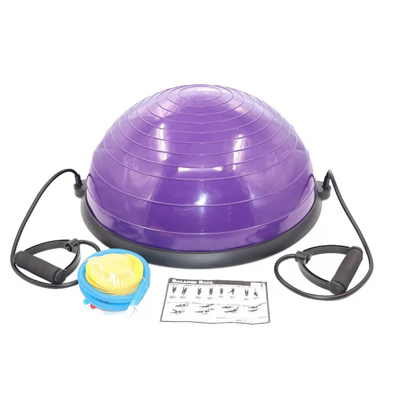 "High-quality yoga balance half ball with a textured surface for improved grip and stability. The half ball is designed for balance training, strengthening exercises, and enhancing flexibility, suitable for both beginners and advanced fitness levels."