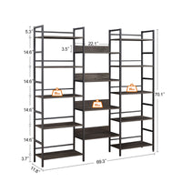 Triple wide 5-shelf bookshelf offering ample storage space with a sturdy design. Features five spacious shelves for organizing books, decor, and more, perfect for living rooms, offices, or libraries. Stylish and functional for both modern and traditional interiors.