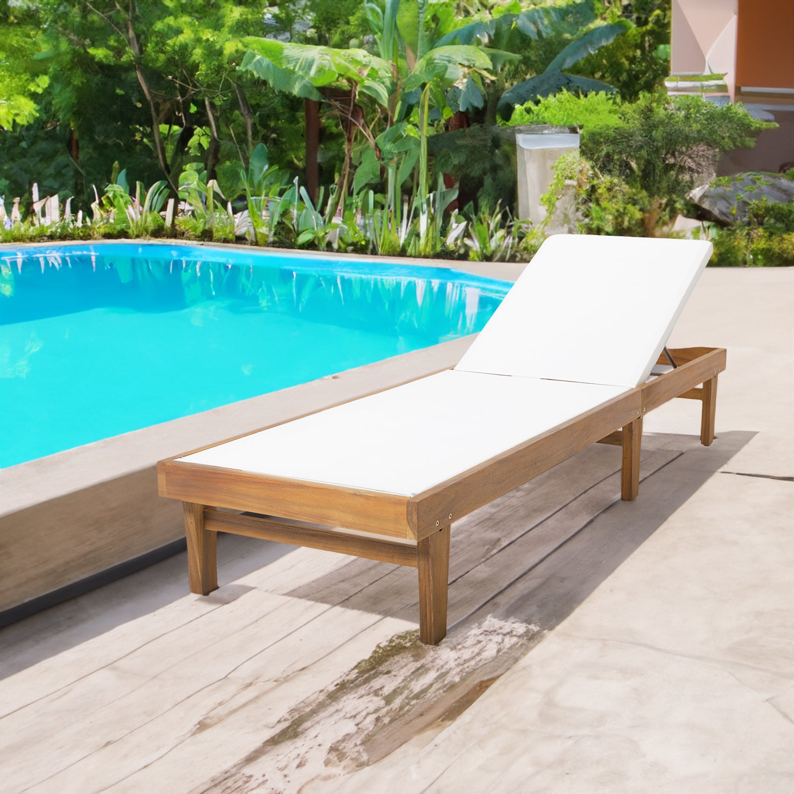 Modern white mesh chaise lounge with adjustable backrest

