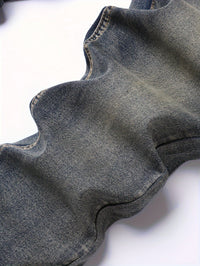 Mens Casual Stretch Slimming Retro Blue Skinny Jeans Hot Deal Warehouse