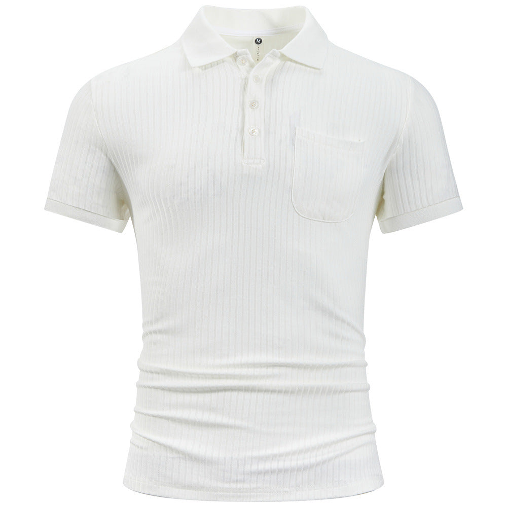 Men’s striped cotton short sleeve shirt, breathable summer fashion, classic trendy design, casual men’s wear.