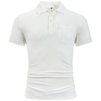 Men’s striped cotton short sleeve shirt, breathable summer fashion, classic trendy design, casual men’s wear.