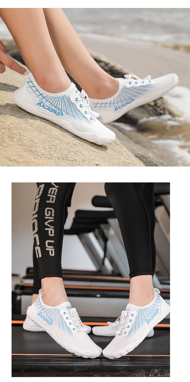 Versatile outdoor swimming and beach yoga shoes with breathable mesh, flexible sole, and quick-drying capabilities, perfect for active lifestyles.








