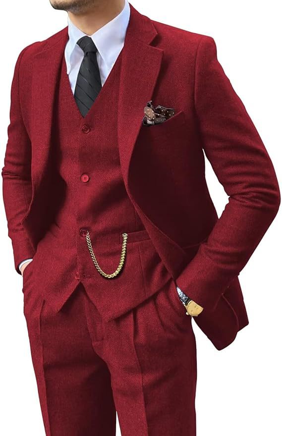 Herringbone Men’s Slim Fit Suit – Modern Tailored Formal Wear for Business & Events.








