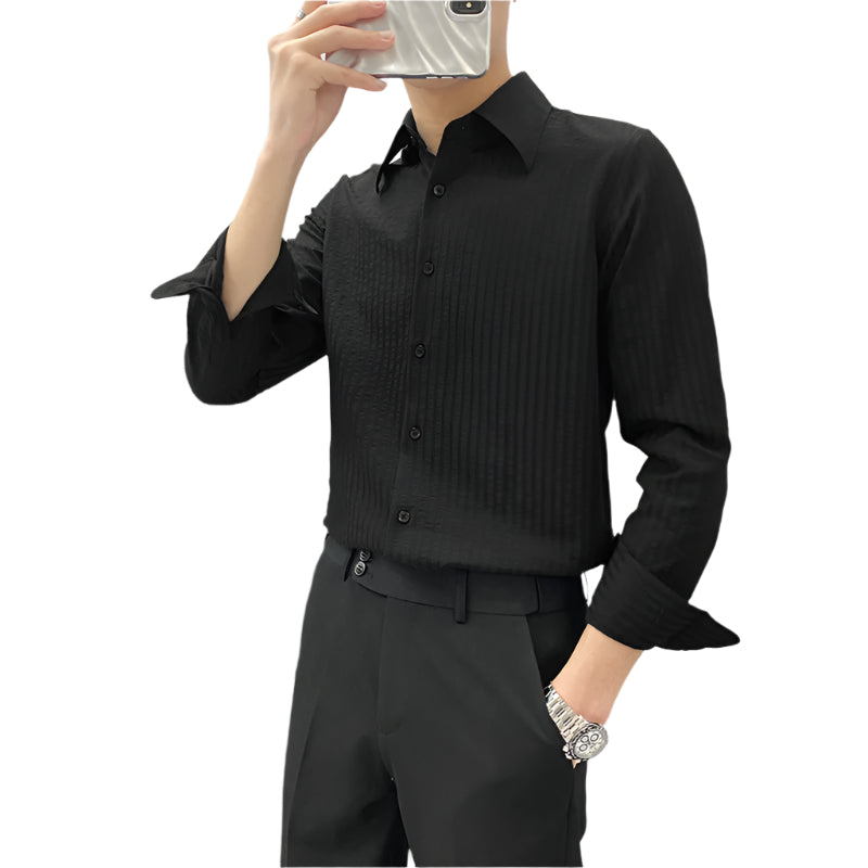 Men’s premium modal anti-wrinkle striped shirt, breathable and stylish, perfect for business and casual wear.