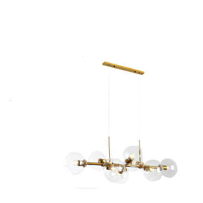 Modern Nordic minimalist glass chandelier lighting in living room setting

