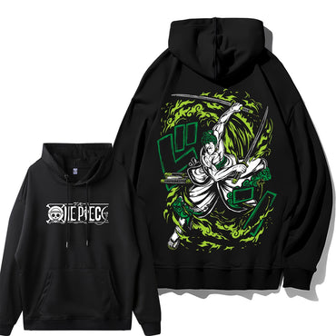 Loose fit Luffy hoodie with One Piece pirate print on front

