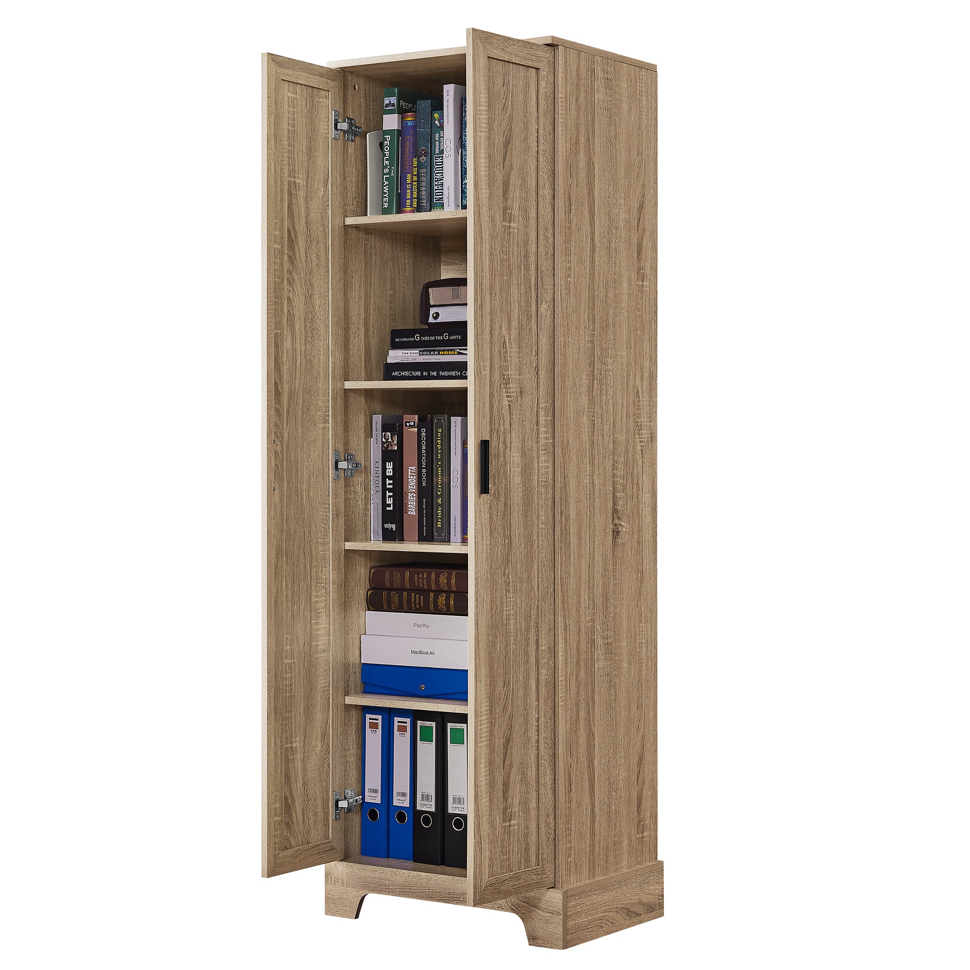 Brown MDF storage cabinet with adjustable shelf and two doors