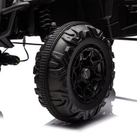 Side by side 4x4 ride-on truck for kids, featuring a durable design with working headlights, adjustable seat, and forward/reverse motion. Equipped with realistic off-road tires and easy-to-use controls, this electric truck provides an exciting outdoor adventure for children ages 3-7