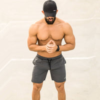 Men’s summer running shorts made from lightweight, breathable fabric, featuring an elastic waistband and moisture-wicking technology for comfort during workouts