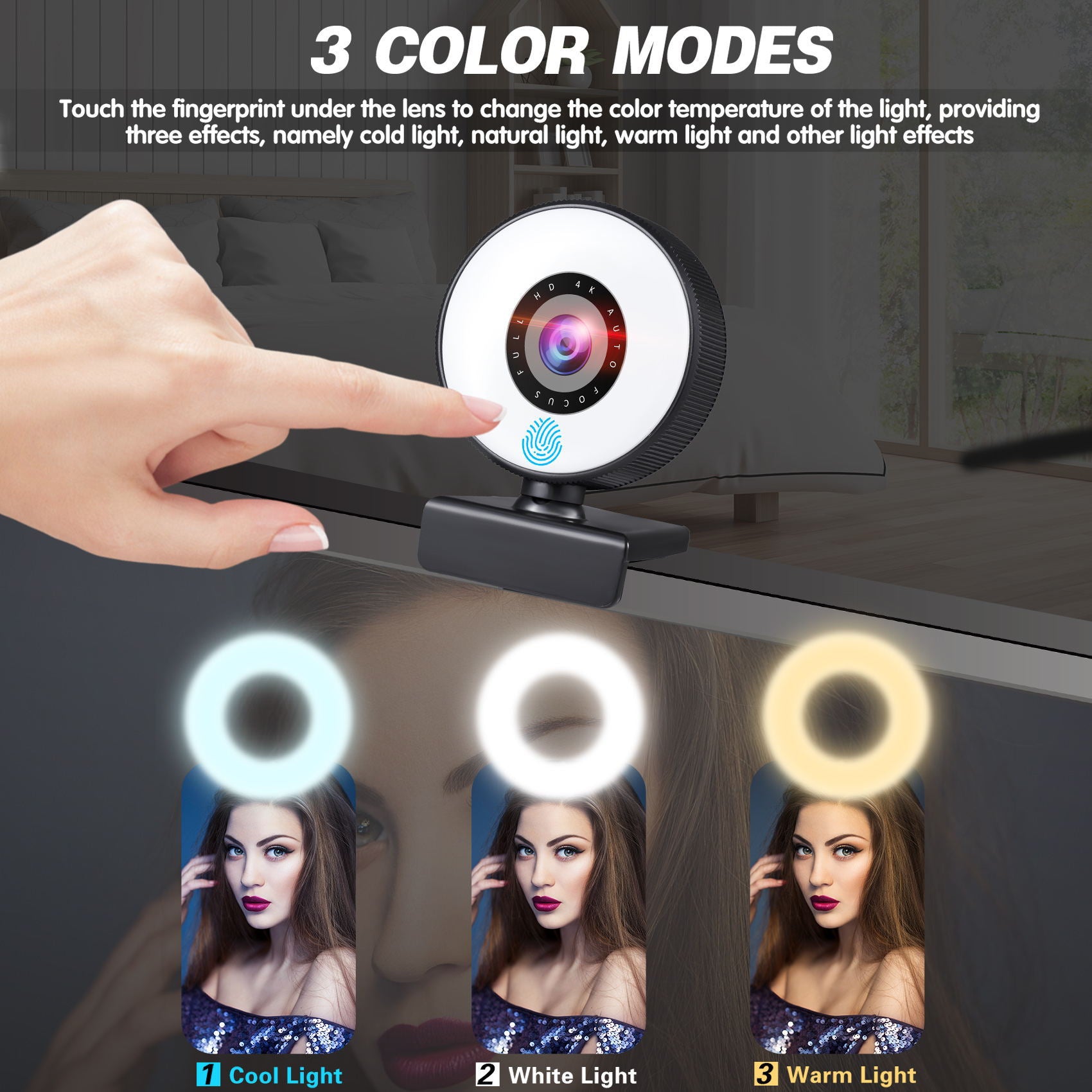 “4K beauty auto focus webcam with fill light – ultra high-definition webcam with built-in lighting and auto focus for flawless streaming and video calls – Hot Deal Warehouse electronics”

