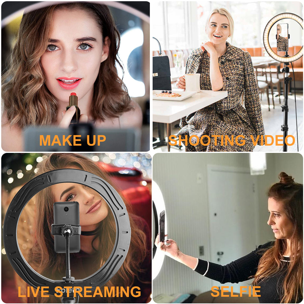 “10 inch (26cm) ring light with adjustable stand – perfect for photography, video calls, and makeup lighting – Hot Deal Warehouse electronics”


