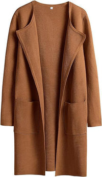 Women's Slim Fit Woolen Mid-Length Coat with Pockets and Lapel – Autumn & Winter Fashion

