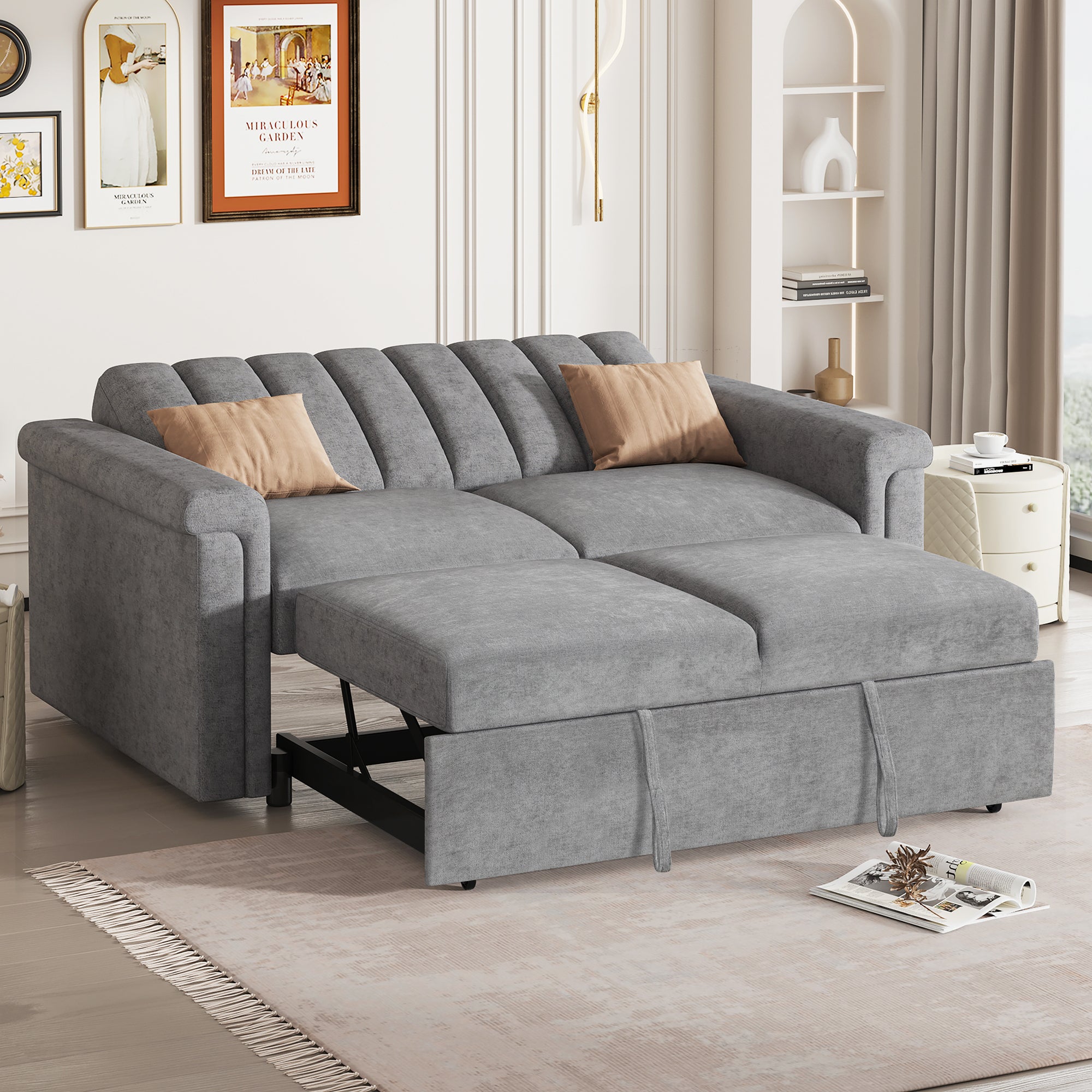 U Style Convertible Sofa With Pull Out Bed