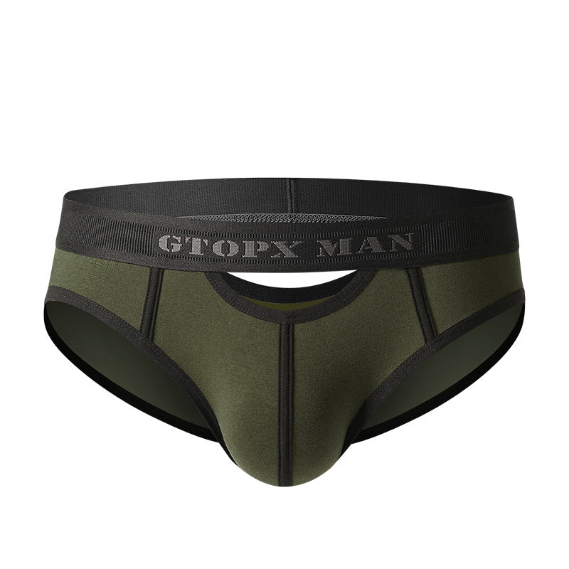 Men's low waist skylight briefs with front and rear opening – sexy and breathable underwear


