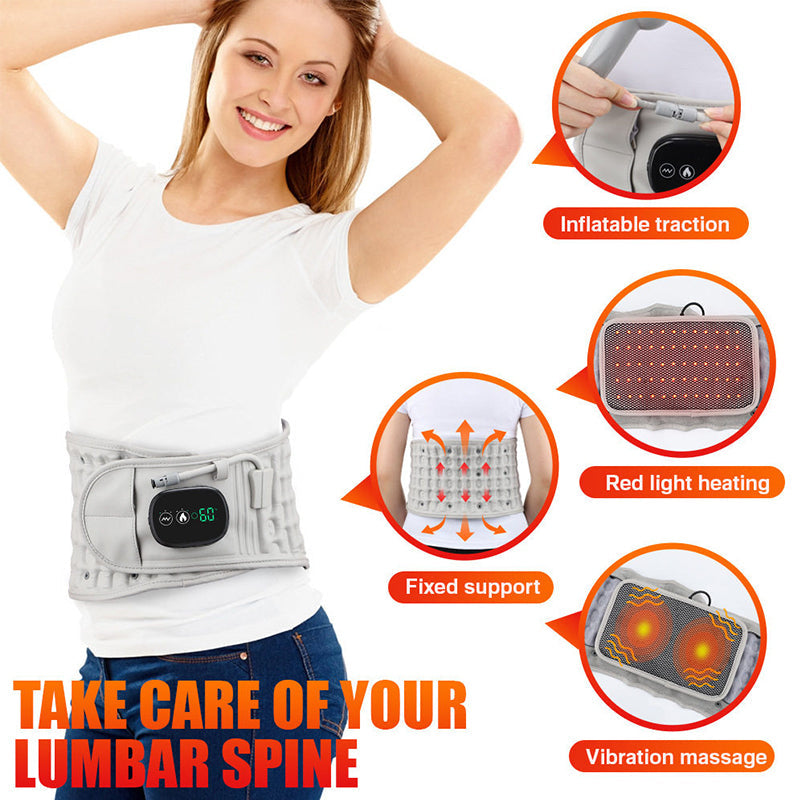 Electric Heating & Massage Waist Belt, Inflatable Airbag Lumbar Support for Back Pain and Posture Correction Hot Deal Warehouse