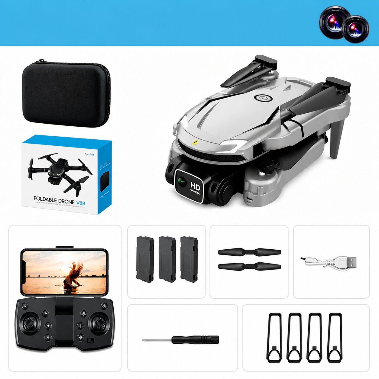 V88 UAV 4K Dual Camera Drone Hot Deal Warehouse