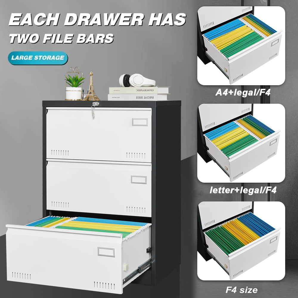 “3 drawer metal lateral file cabinet with lock – secure, durable office storage for documents and files – Hot Deal Warehouse office furniture”


