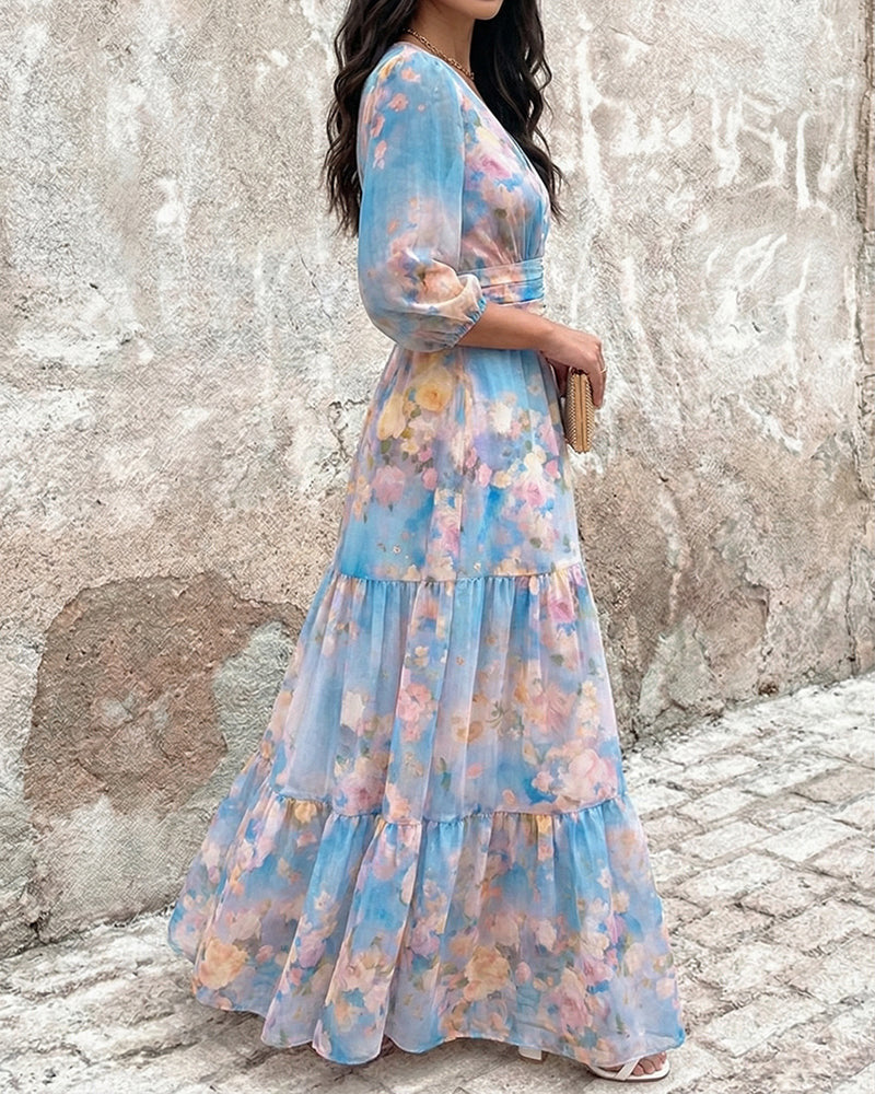 Elegant Bloom Layered Ruffled Dress Hot Deal Warehouse