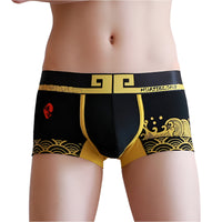 Plus-size men’s cotton boxer briefs in solid color design

