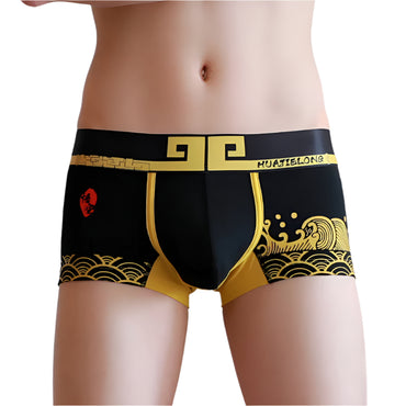 Plus-size men’s cotton boxer briefs in solid color design

