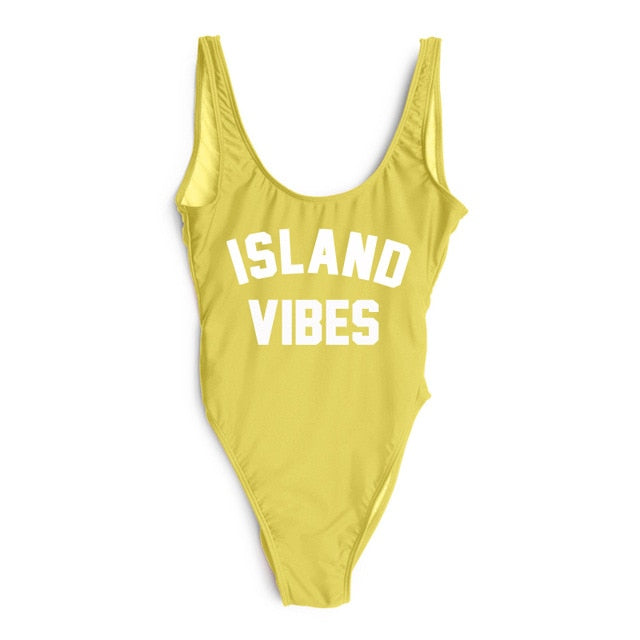 Island Vibes Letter Print Swimsuit