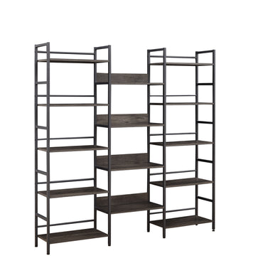 Triple wide 5-shelf bookshelf offering ample storage space with a sturdy design. Features five spacious shelves for organizing books, decor, and more, perfect for living rooms, offices, or libraries. Stylish and functional for both modern and traditional interiors.