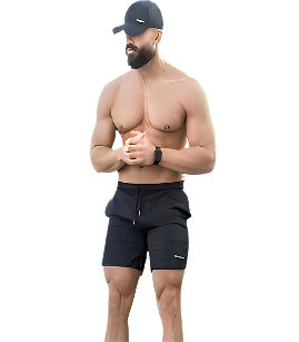 Men’s summer running shorts made from lightweight, breathable fabric, featuring an elastic waistband and moisture-wicking technology for comfort during workouts