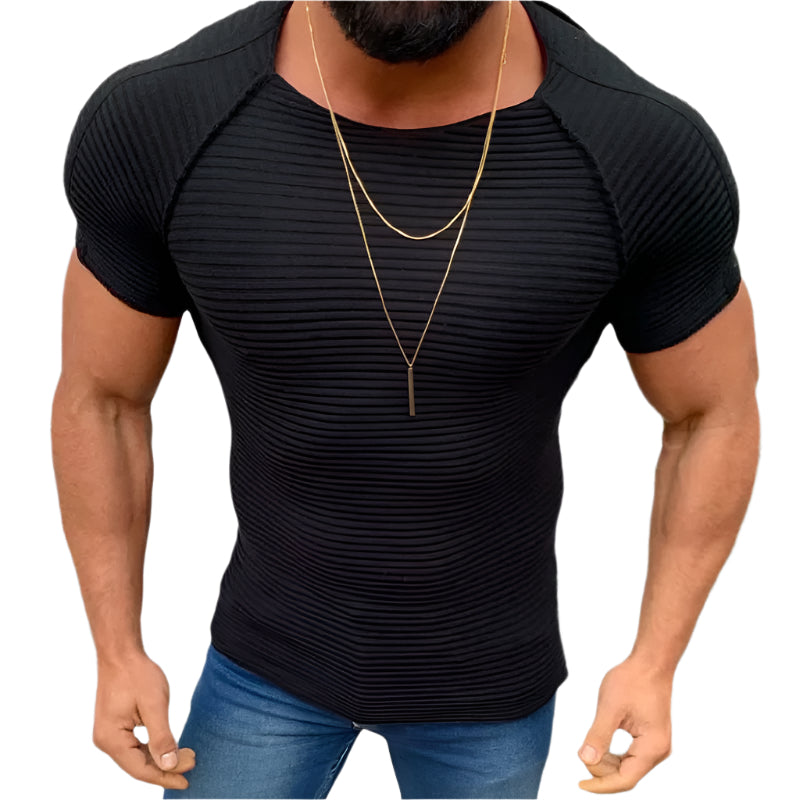 Men’s Solid Color Slim Round Neck Short Sleeve Top – Classic, slim-fit, and breathable tee for everyday wear.