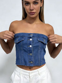 slim fit bandeau denim top