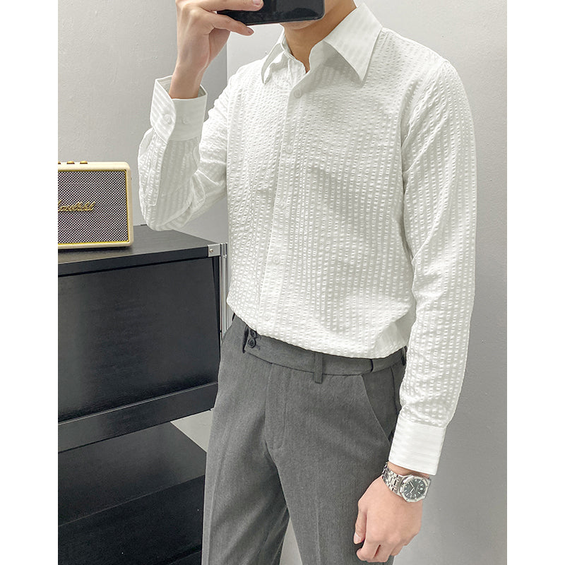 Men’s premium modal anti-wrinkle striped shirt, breathable and stylish, perfect for business and casual wear.