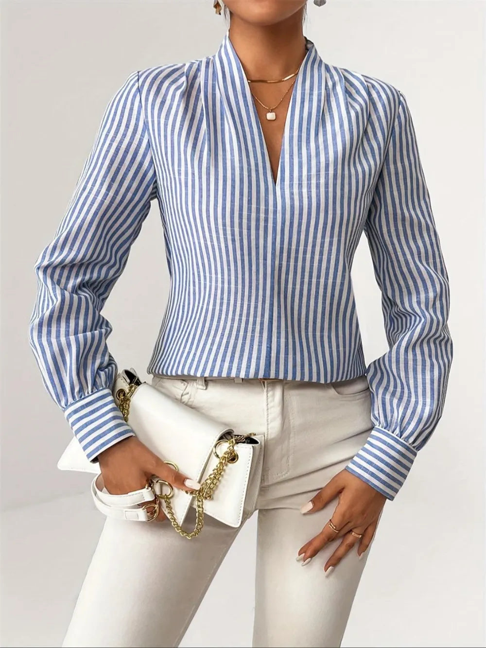 “Clovelly Striped Shirt – women’s stylish striped shirt with a relaxed fit, perfect for casual or beachwear looks – Hot Deal Warehouse fashion”

