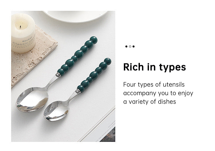 Set of 4 Stainless Steel Pearl Cutlery Set