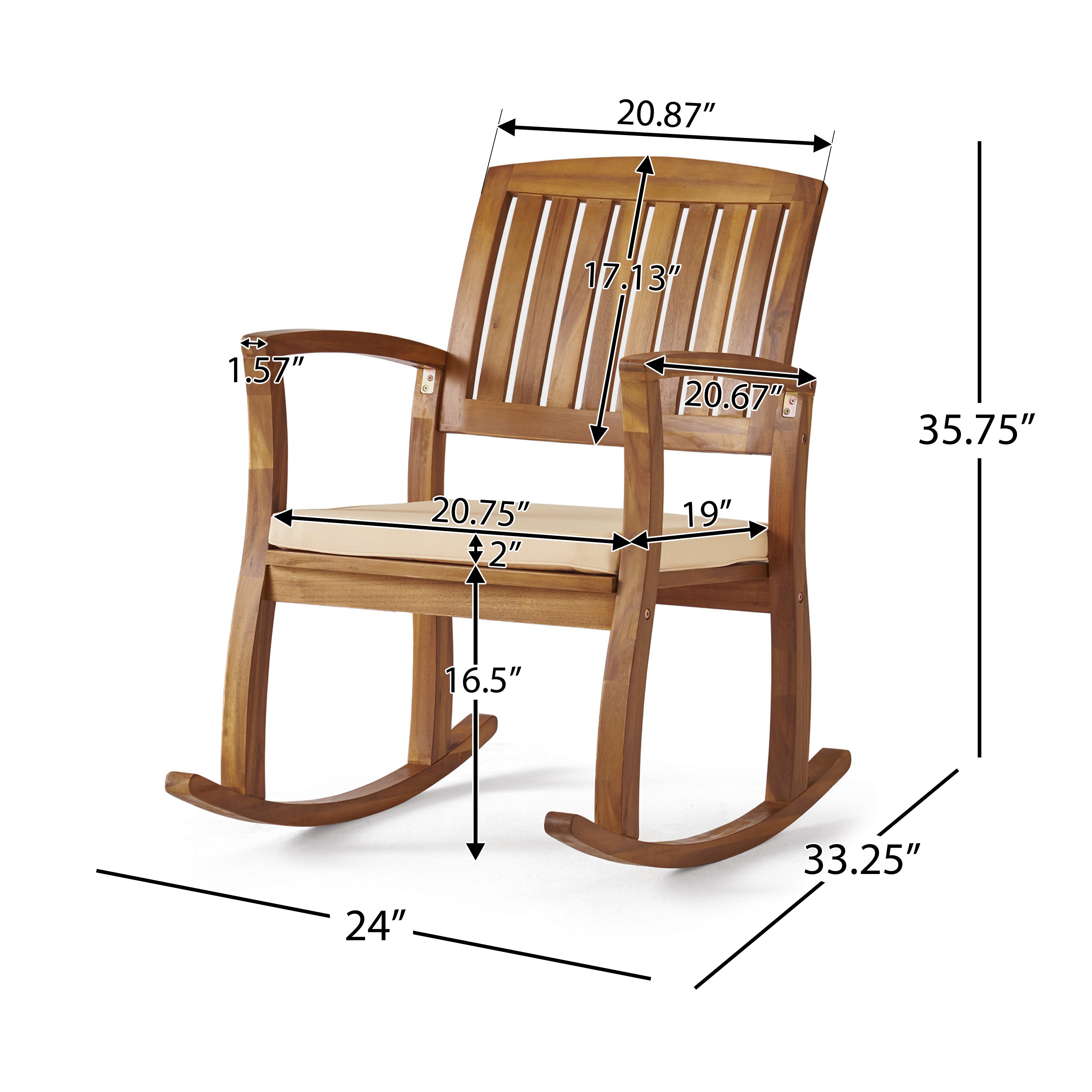 Selma rocking chair with a comfortable cushion, featuring a classic design and smooth rocking motion, perfect for relaxing in living rooms, patios, or nurseries